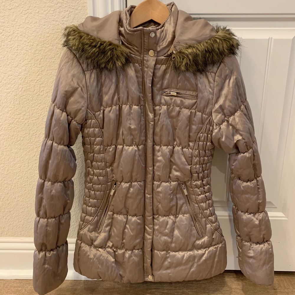 Express Golden Beige Puffer Coat